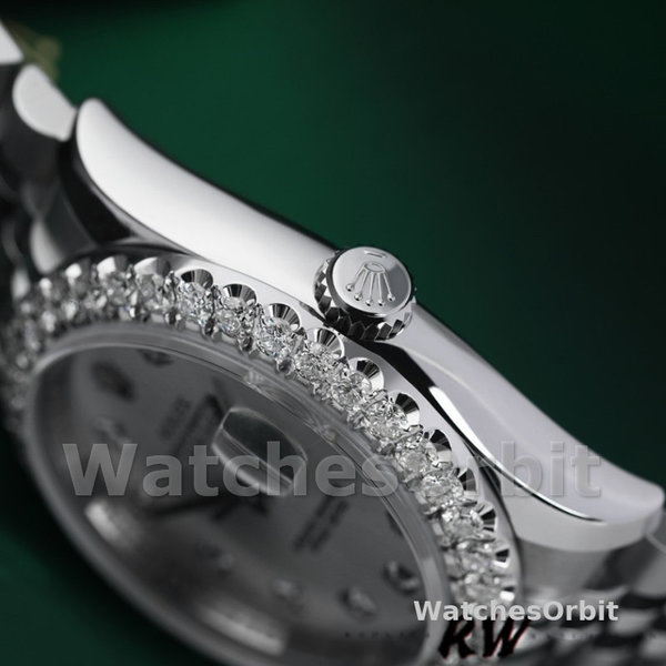 Replica Rolex Datejust 36mm voor dames-116244-Zilveren wijzerplaat-Diamanten Zilver