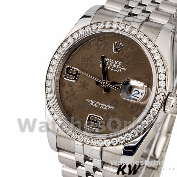 Replica Rolex Datejust 36mm unisex-116244-roestvrij staal-chocolade gebloemde wijzerplaat
