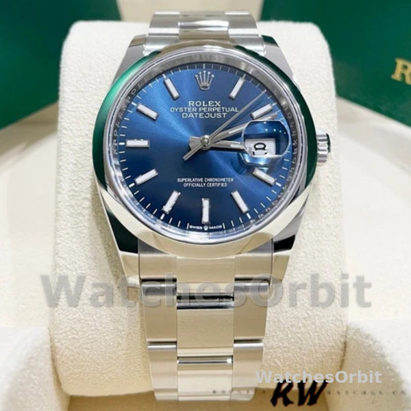 Replica Rolex Datejust 36mm unisex-126200-Blauwe wijzerplaat-Roestvrij staal