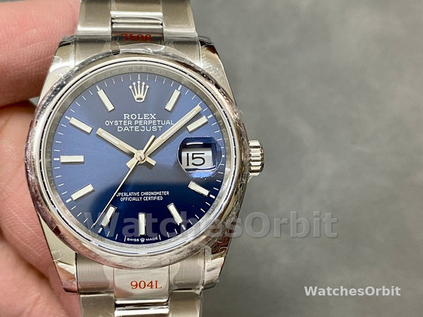Replica Rolex Datejust 36mm unisex-126200-Blauwe wijzerplaat-Roestvrij staal