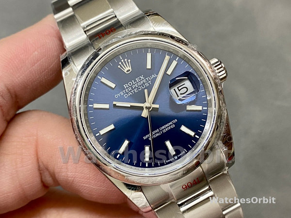 Replica Rolex Datejust 36mm unisex-126200-Blauwe wijzerplaat-Roestvrij staal