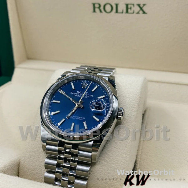 Replica Rolex Datejust 36mm unisex-126200-Blauwe index wijzerplaat-Jubileum-Roestvrij Staal Blauw