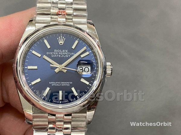 Replica Rolex Datejust 36mm unisex-126200-Blauwe index wijzerplaat-Jubileum-Roestvrij Staal Blauw