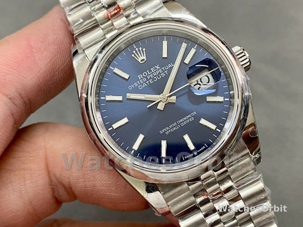 Replica Rolex Datejust 36mm unisex-126200-Blauwe index wijzerplaat-Jubileum-Roestvrij Staal Blauw