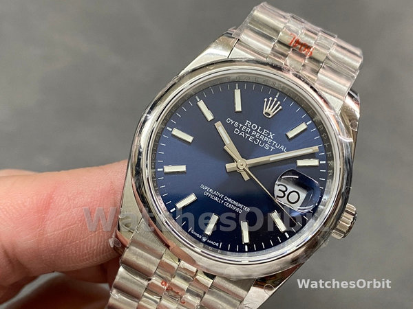 Replica Rolex Datejust 36mm unisex-126200-Blauwe index wijzerplaat-Jubileum-Roestvrij Staal Blauw