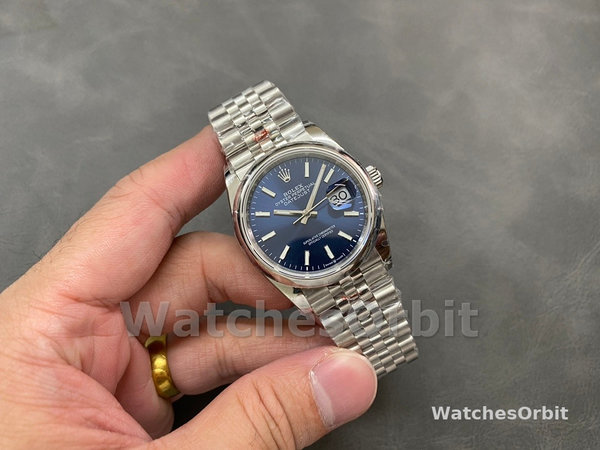 Replica Rolex Datejust 36mm unisex-126200-Blauwe index wijzerplaat-Jubileum-Roestvrij Staal Blauw