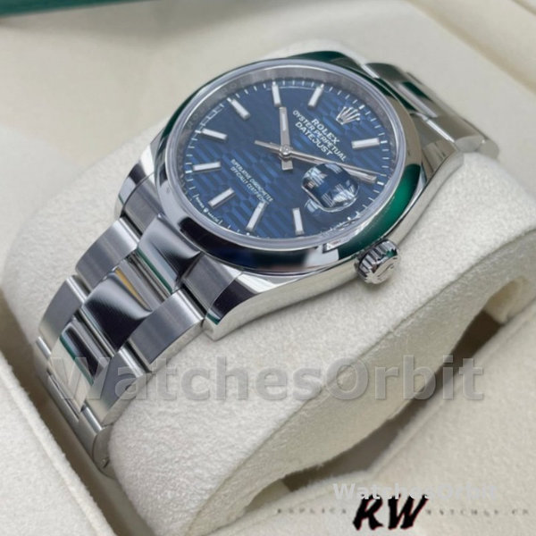 Replica Rolex Datejust 36mm Unisex-126200-Blauw motief Golf wijzerplaat-Roestvrij Staal Blauw