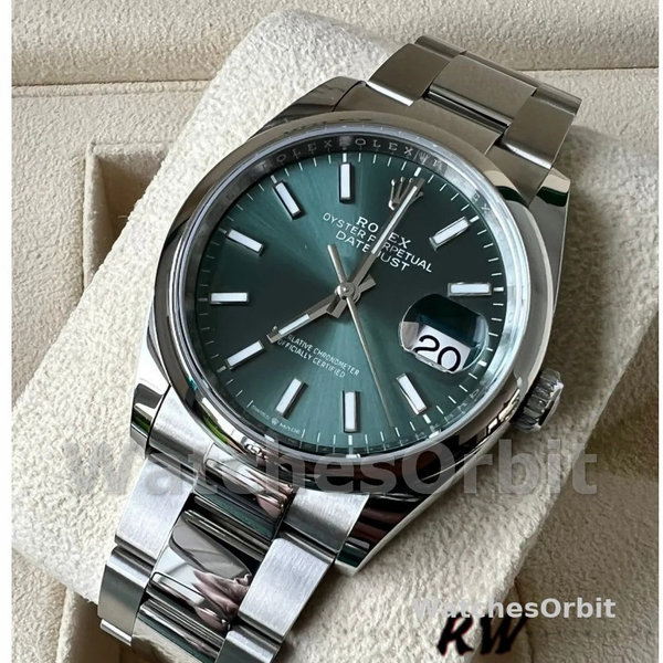 Replica Rolex Datejust 36mm unisex-126200-Groene index wijzerplaat-Roestvrij staal Groene wijzerplaat