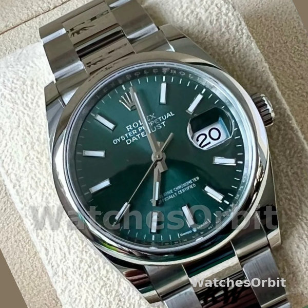 Replica Rolex Datejust 36mm unisex-126200-Groene index wijzerplaat-Roestvrij staal Groene wijzerplaat