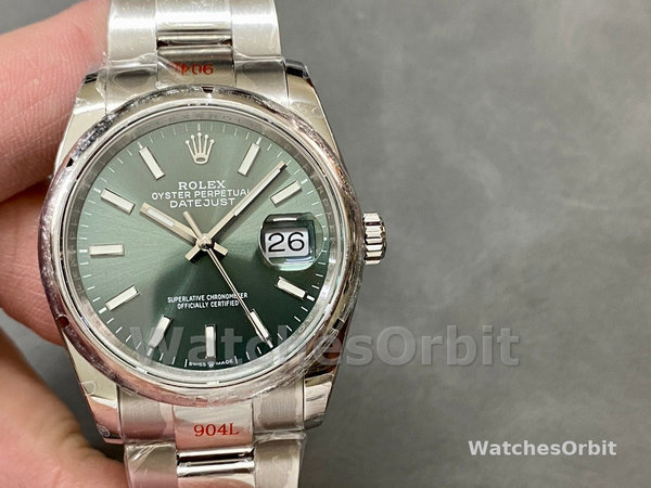 Replica Rolex Datejust 36mm unisex-126200-Groene index wijzerplaat-Roestvrij staal Groene wijzerplaat