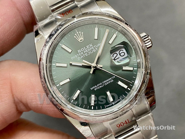 Replica Rolex Datejust 36mm unisex-126200-Groene index wijzerplaat-Roestvrij staal Groene wijzerplaat