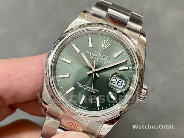 Replica Rolex Datejust 36mm unisex-126200-Groene index wijzerplaat-Roestvrij staal Groene wijzerplaat