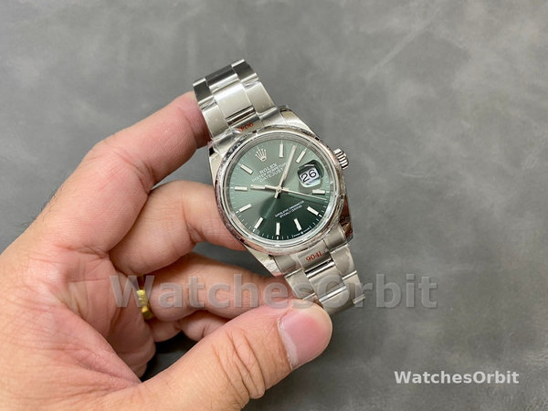 Replica Rolex Datejust 36mm unisex-126200-Groene index wijzerplaat-Roestvrij staal Groene wijzerplaat