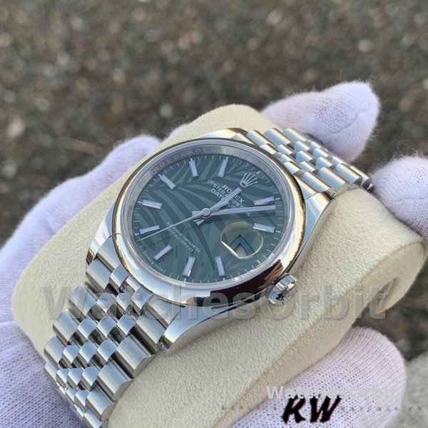 Unisex's Rolex Datejust 36mm Unisex-126200-Olive Green Palm Motif Dial Green<br />