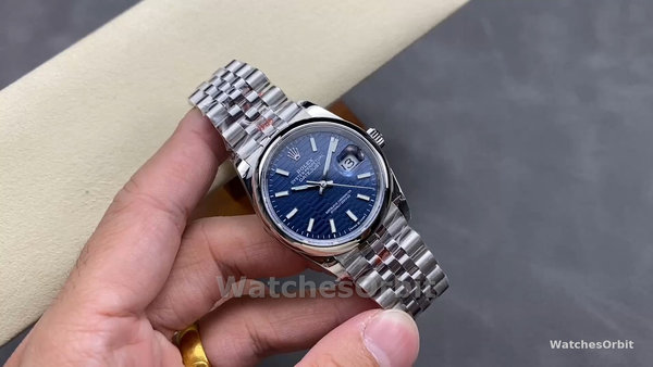 Unisex's Rolex Datejust 36mm Unisex-126200-Stainless Steel-Automatic Blue Motif Wave Dial Blue