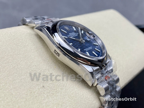 Replica Rolex Datejust 36mm Unisex-126200-Roestvrij Staal-Automatisch Blauw Motief Golf Wijzerplaat