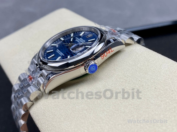 Replica Rolex Datejust 36mm Unisex-126200-Roestvrij Staal-Automatisch Blauw Motief Golf Wijzerplaat