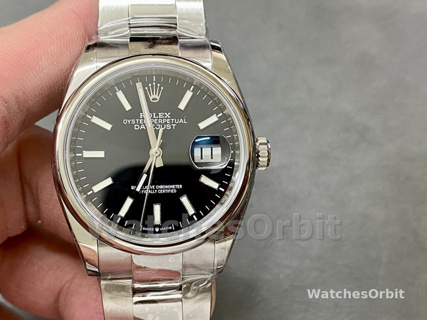 Replica Rolex Datejust 36mm Unisex-126200-Roestvrij Staal-Zwarte Wijzerplaat Zwart