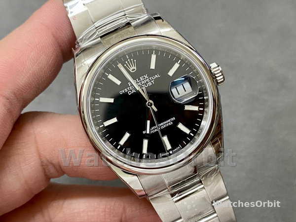 Replica Rolex Datejust 36mm Unisex-126200-Roestvrij Staal-Zwarte Wijzerplaat Zwart