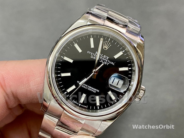 Replica Rolex Datejust 36mm Unisex-126200-Roestvrij Staal-Zwarte Wijzerplaat Zwart