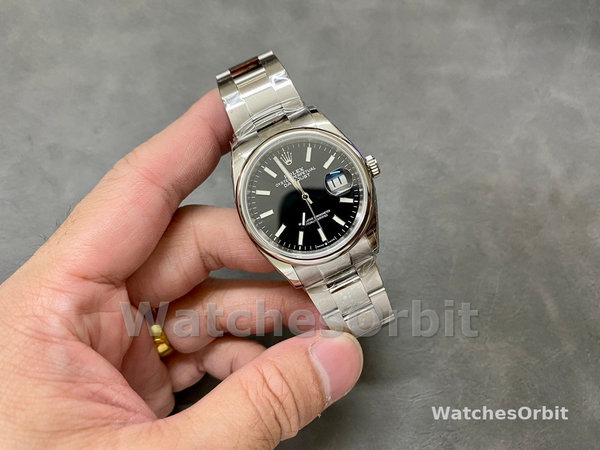 Replica Rolex Datejust 36mm Unisex-126200-Roestvrij Staal-Zwarte Wijzerplaat Zwart