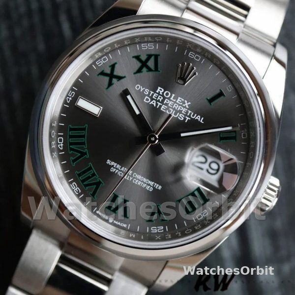 Replica Rolex Datejust 36mm unisex-126200-roestvrij staal-grijze Wimbledon wijzerplaat