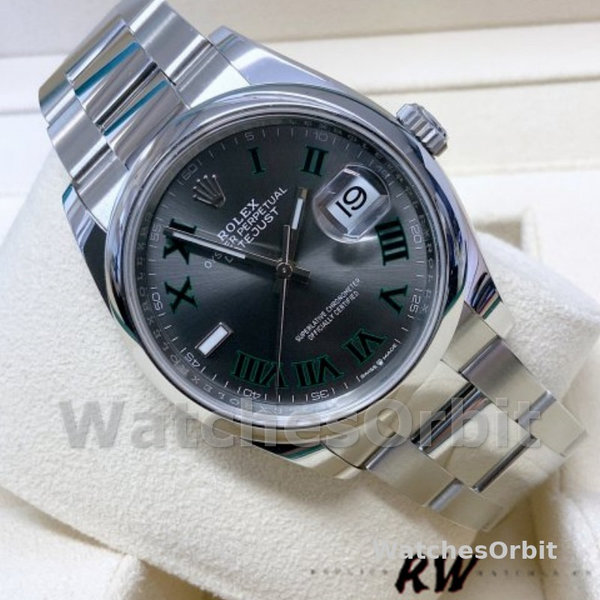Replica Rolex Datejust 36mm unisex-126200-roestvrij staal-grijze Wimbledon wijzerplaat