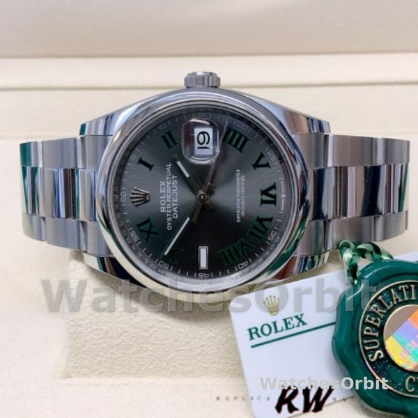 Replica Rolex Datejust 36mm unisex-126200-roestvrij staal-grijze Wimbledon wijzerplaat
