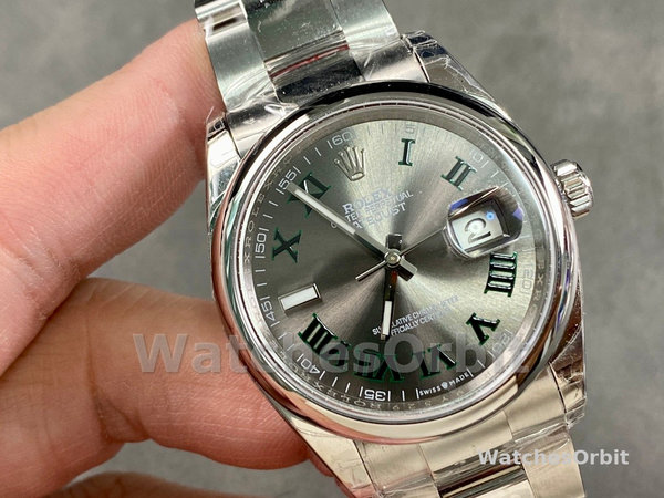 Replica Rolex Datejust 36mm unisex-126200-roestvrij staal-grijze Wimbledon wijzerplaat