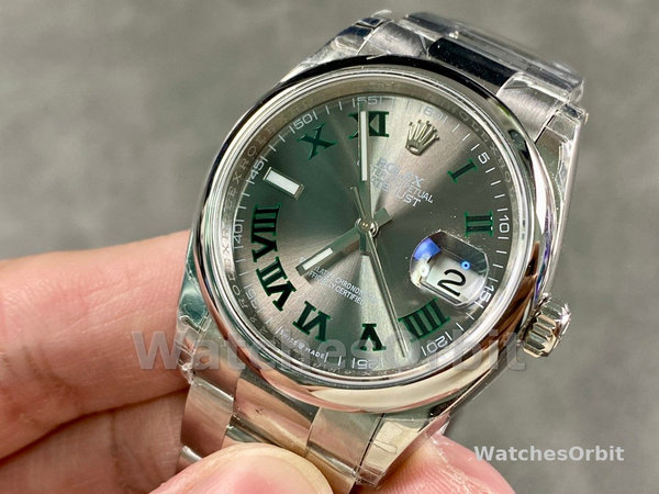 Replica Rolex Datejust 36mm unisex-126200-roestvrij staal-grijze Wimbledon wijzerplaat