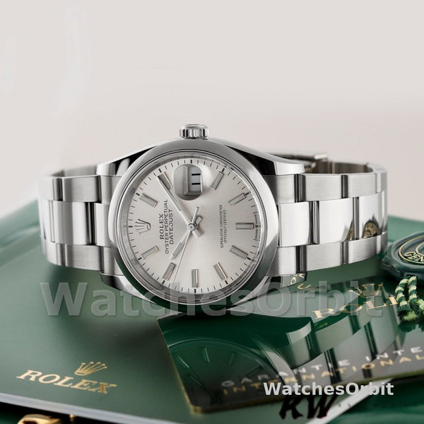 Replica Rolex Datejust 36mm Unisex-126200-Roestvrij Staal-Zilveren Index Wijzerplaat Zilver
