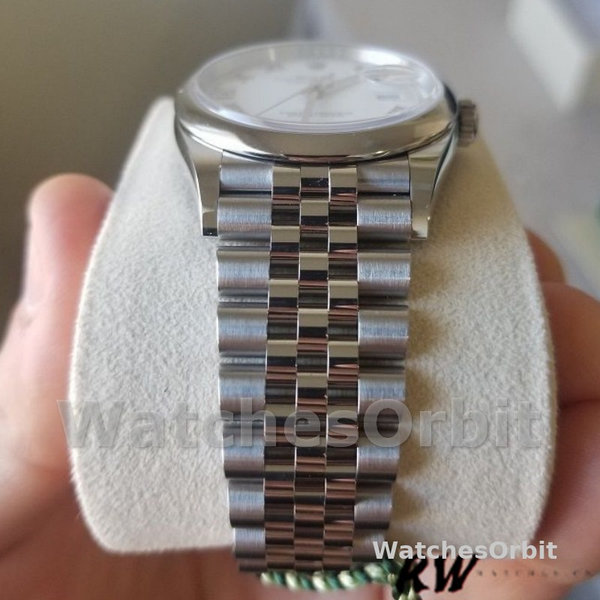 Replica Rolex Datejust 36mm Unisex-126200-Roestvrij Staal-Witte Romeinse Wijzerplaat Wit