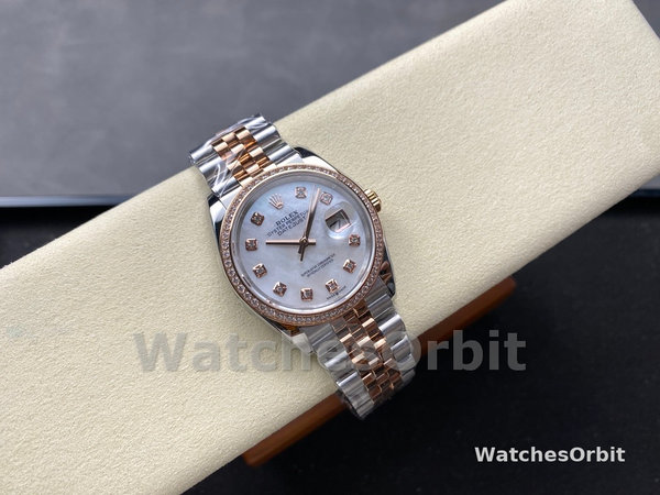 Unisexs Rolex Day Date 36-128238 0051, Yellow Gold, Pave Rainbow Diamond Dial, Fluted Bezel Diamond Replica Watch Image