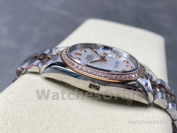 Unisexs Rolex Day Date 36-128238 0051, Yellow Gold, Pave Rainbow Diamond Dial, Fluted Bezel Diamond Replica Watch Image