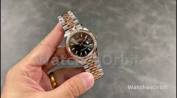 Replica Rolex Datejust-126231 unisex, bicolore acciaio inossidabile e oro rosa, quadrante grigio rodio Quadrante grigio rodio