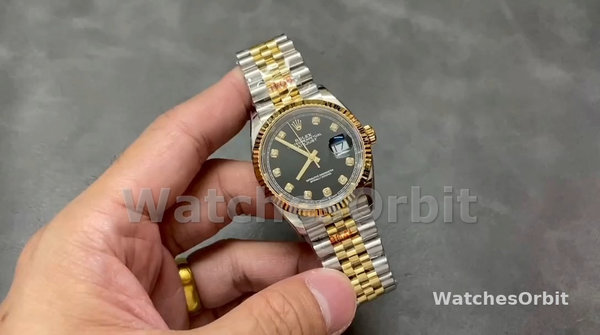 Unisex's Rolex Datejust 36mm Unisex-126233-Black Diamond Dial Black