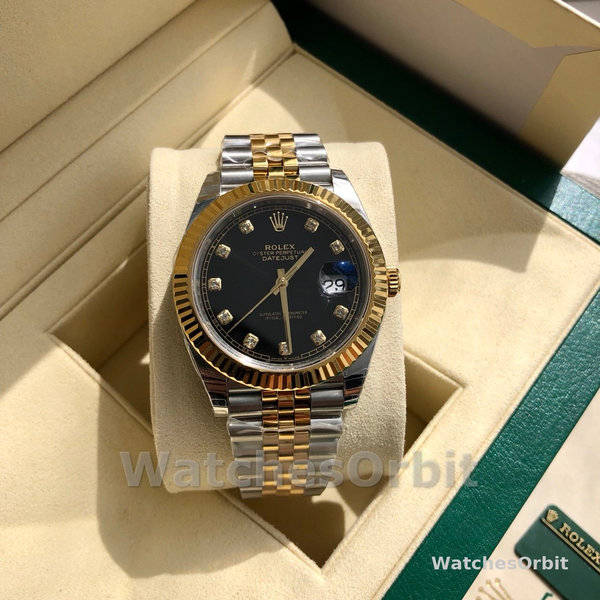Unisexs Rolex Datejust 36mm Unisex-126233-Black Diamond Dial Black Replica Image