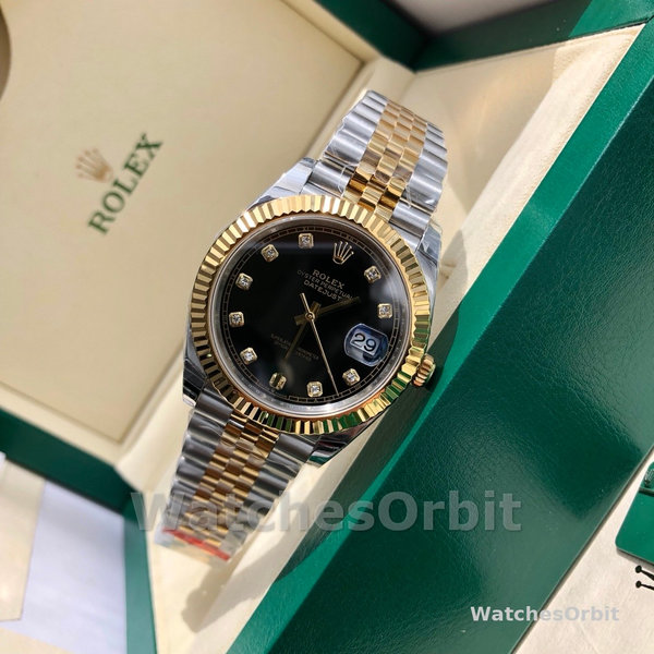 Unisexs Rolex Datejust 36mm Unisex-126233-Black Diamond Dial Black Replica Image