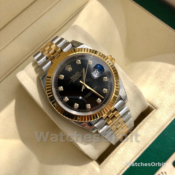 Unisexs Rolex Datejust 36mm Unisex-126233-Black Diamond Dial Black Replica Image