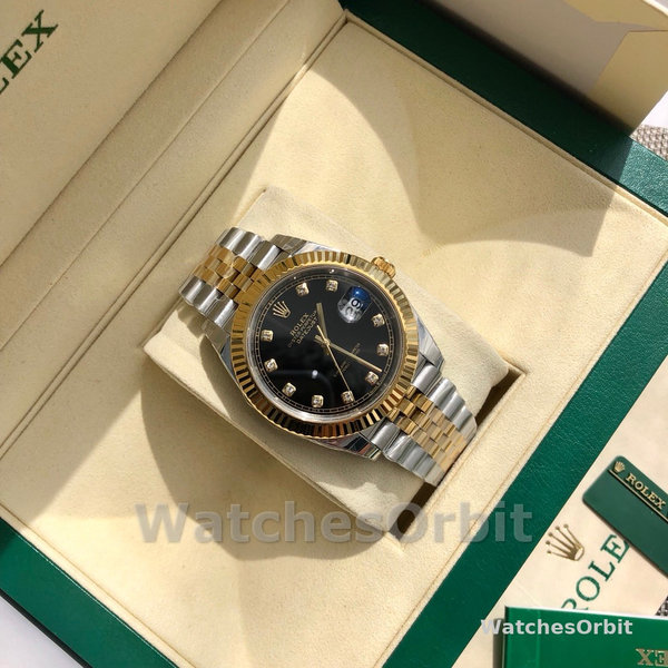Unisexs Rolex Datejust 36mm Unisex-126233-Black Diamond Dial Black Replica Image