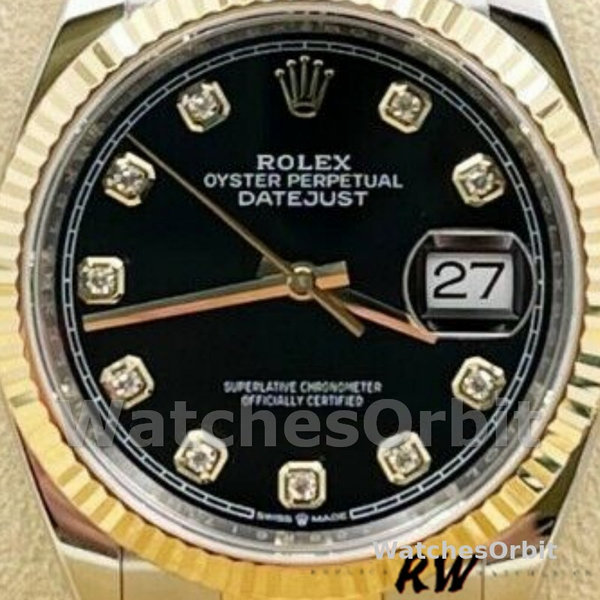 Unisexs Rolex Datejust 36mm Unisex-126233-Black Diamond Dial-Fluted Bezel Black Replica Image