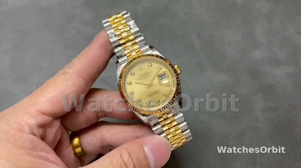 Unisex's Rolex Datejust 36mm Unisex-126233-Champagne Diamond Dial-Fluted Bezel Champagne