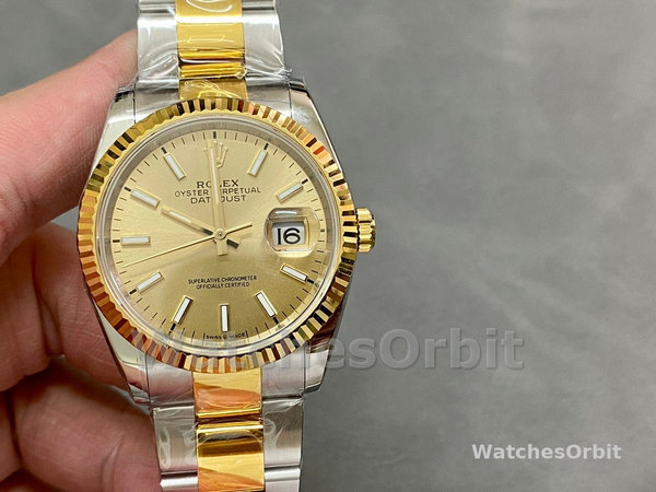 Unisexs Rolex Datejust 36mm Unisex-126233-Champagne Index Dial Champagne Replica Image