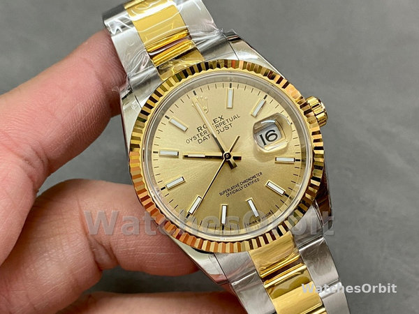 Unisexs Rolex Datejust 36mm Unisex-126233-Champagne Index Dial Champagne Replica Image