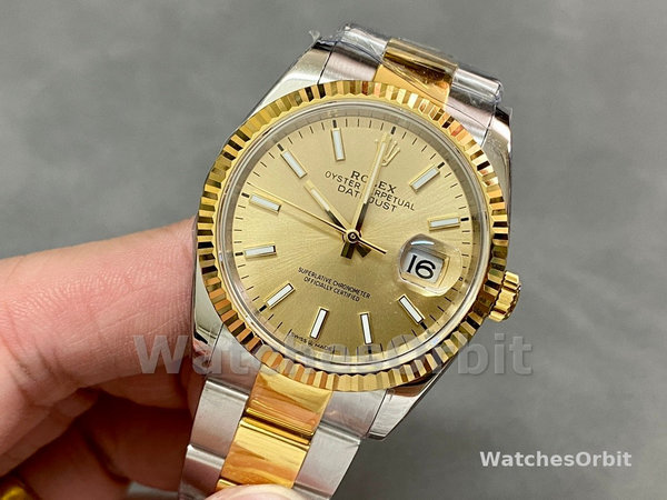 Unisexs Rolex Datejust 36mm Unisex-126233-Champagne Index Dial Champagne Replica Image