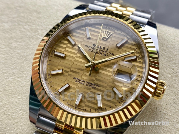 Unisexs Rolex Datejust 36mm Unisex-126233-Champagne Motif Dial-Fluted Bezel Champagne Replica Image