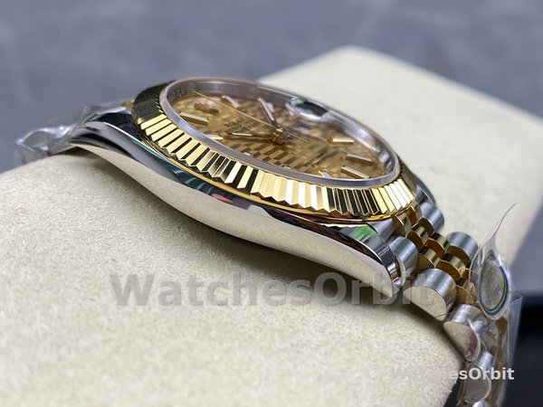 Unisexs Rolex Datejust 36mm Unisex-126233-Champagne Motif Dial-Fluted Bezel Champagne Replica Image