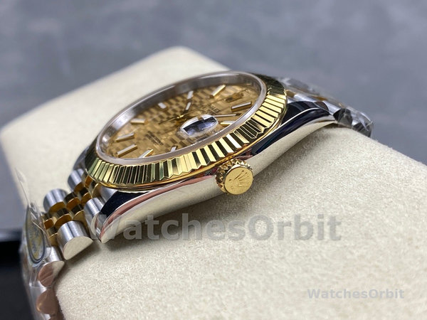 Unisexs Rolex Datejust 36mm Unisex-126233-Champagne Motif Dial-Fluted Bezel Champagne Replica Image