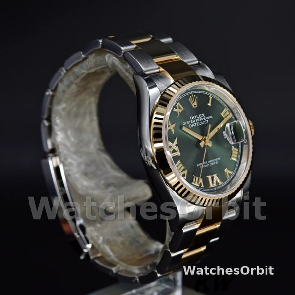 Unisexs Rolex Datejust 36mm Unisex-126233-Olive Green Dial-Yellow Gold & Oystersteel Green Replica Image