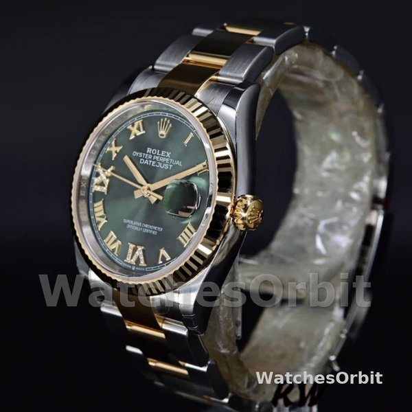 Unisexs Rolex Datejust 36mm Unisex-126233-Olive Green Dial-Yellow Gold & Oystersteel Green Replica Image